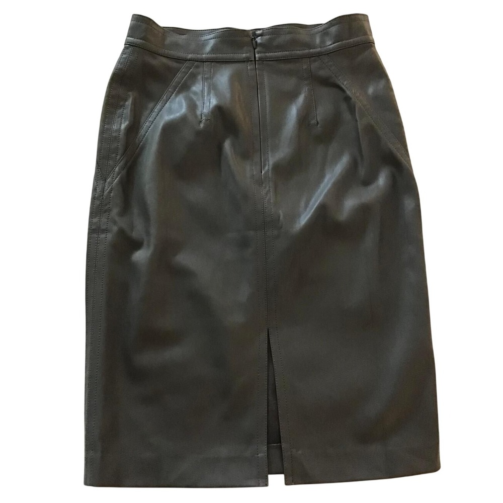 NWT Ann Taylor Faux Leather Pencil Skirt Size 4 Gray High Waist Capsule Wardrobe - Picture 3 of 15